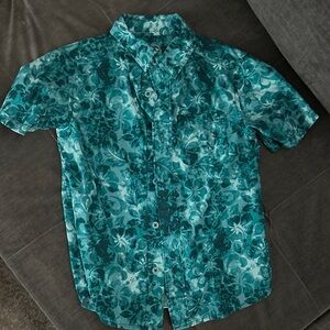 Wonder Nation Teal Floral Button Down Shirt